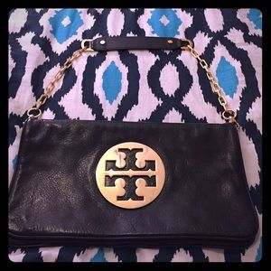 Tory Burch black leather clutch / shoulder bag