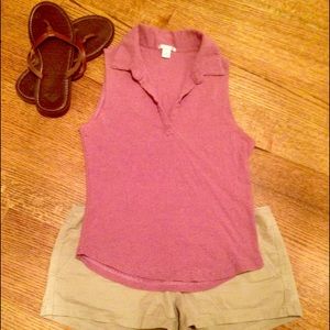 Halogen collared striped tank top size S EUC