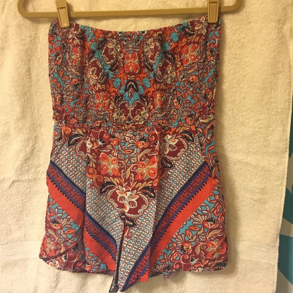 Strapless romper shorts