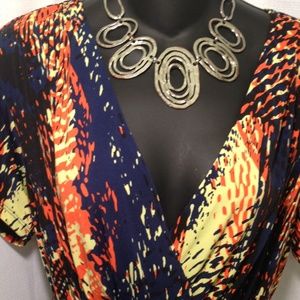 Multi-Colored Dress with Belt. Size 14W