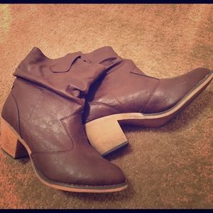 Cowboy style stack heeled booties