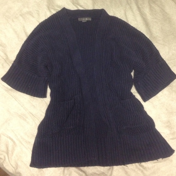 Navy blue knit open sweater
