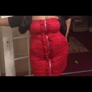 Red cocktail dress with zipper