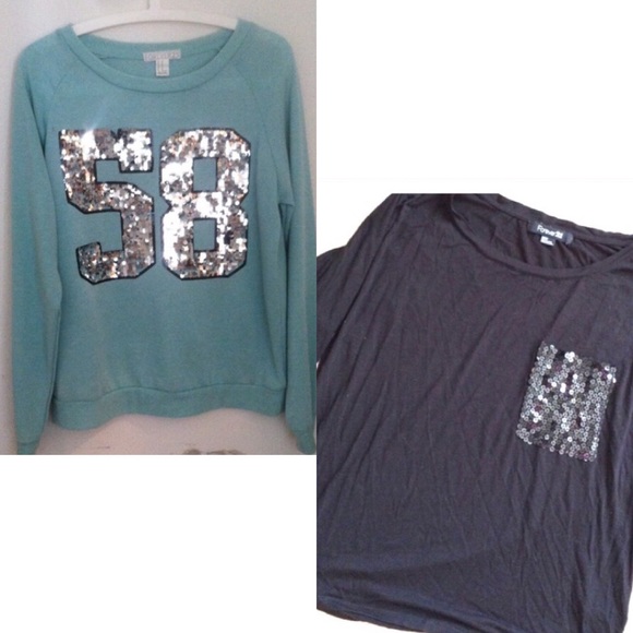 BUNDLE//Blue sweater/black sequin pocket