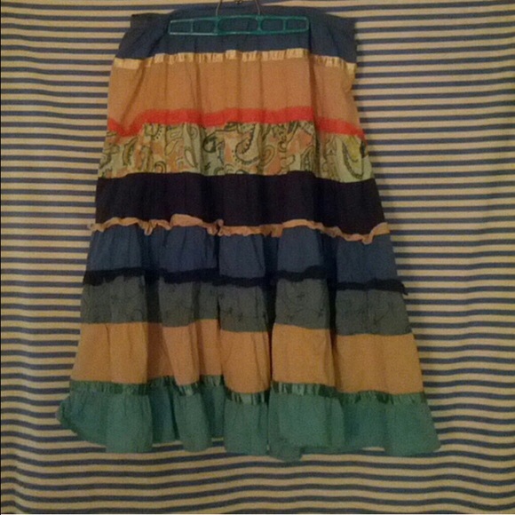 Long, multicolor skirt.