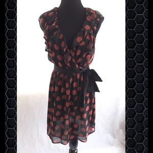 Sz Small Red Floral Sheer Chiffon Dress