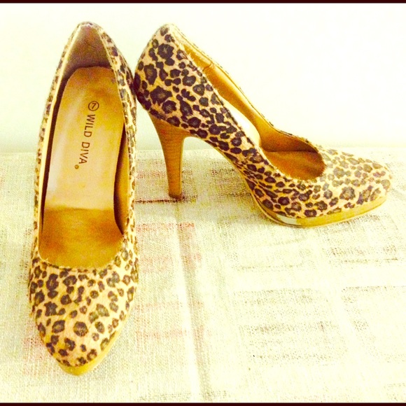 leopard heels. Size 7 closed toe