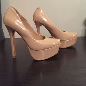 Nude patent leather heels