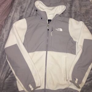 White and grey North Face with hood for trade