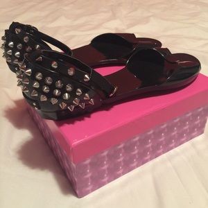 NWOT BCBGeneration black flats with silver spikes