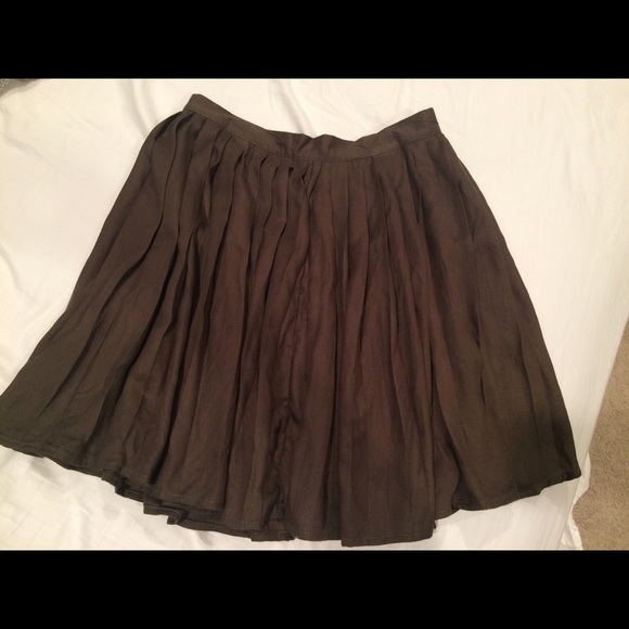 Olive Green Pleated Skirt