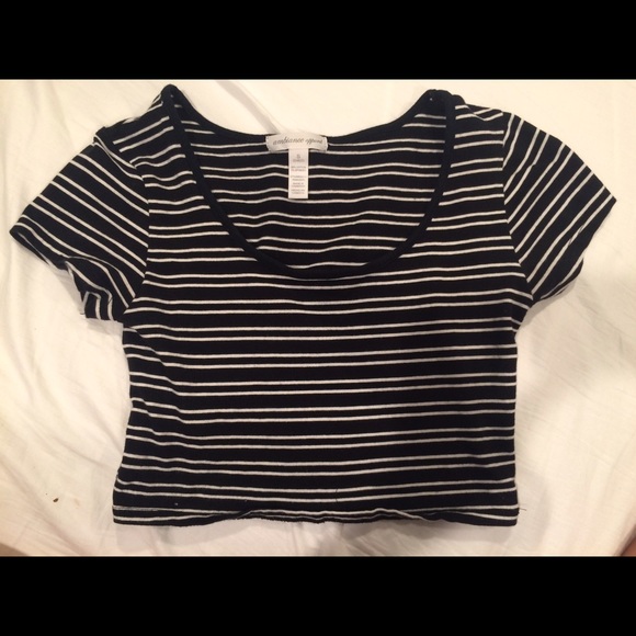 Black Striped Crop Top
