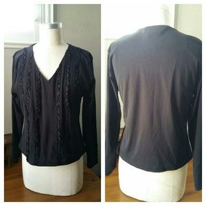 Little Black Top Trimmed with Tuxedo Ruffles