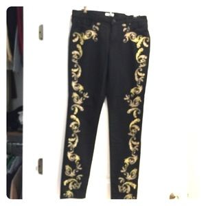 Bisou Bisou black with gold embellish skinny jeans