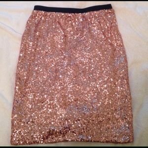 The Limited Rose Gold sequin skirt.