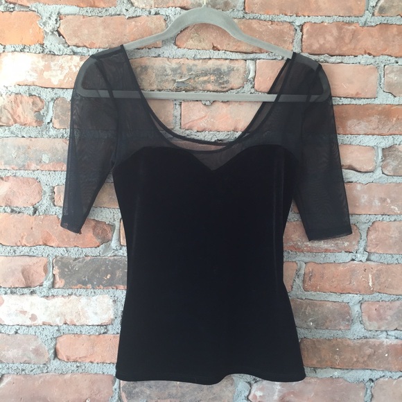Black velvet mesh UO shirt