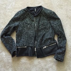 Tweed and faux leather blazer/jacket