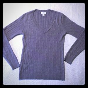 LOFT lavender cable knit sweater