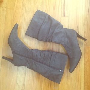 Gray microsuede boots