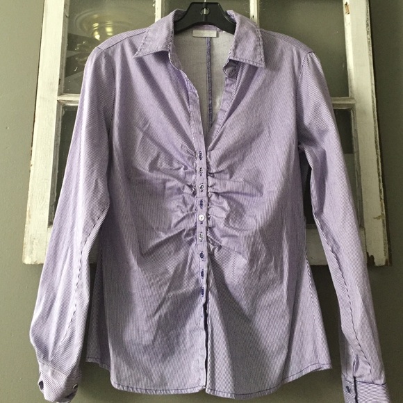 Purple and white striped button down 💜