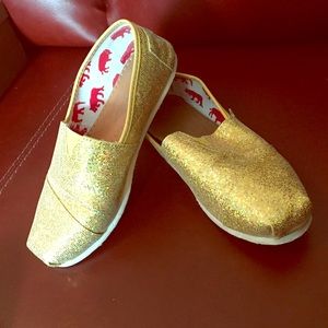 TOMS Gold glitter shoes