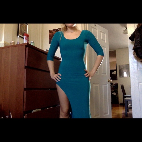 SOLD!Sexy Maxi Teal Cut out Dress