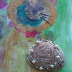 Freshwater Pearl Bracelet Link Argentium Silver