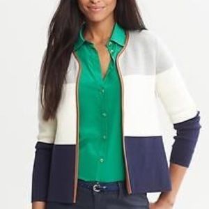 Banana Republic Leather Piped Cardigan sz S