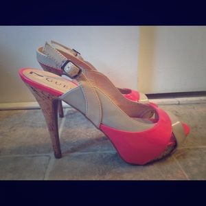 Guess Pink and Tan heels