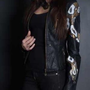 Snake sleeve bomber jacket
