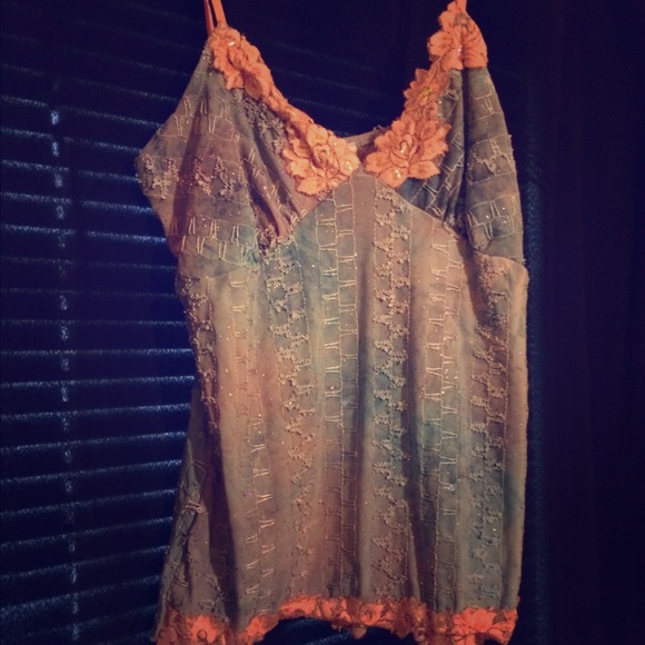 Sequence, tie dye, and lace top