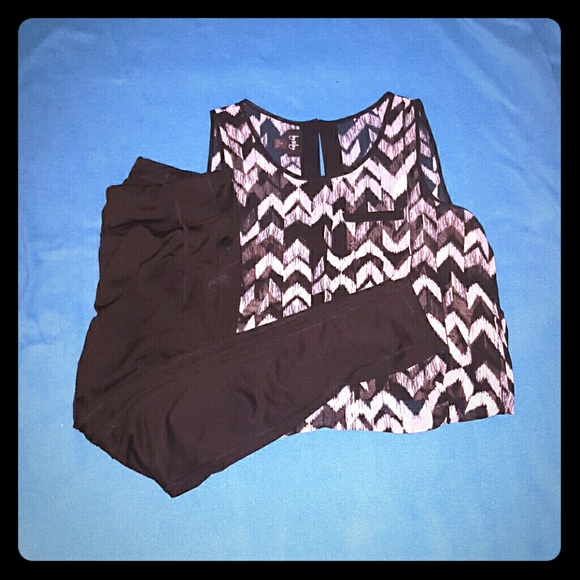 Black and white chevron sheer top