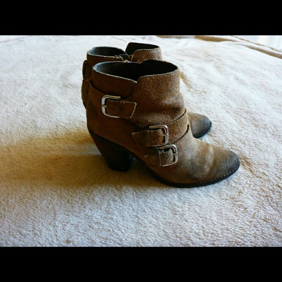 Tan suede booties