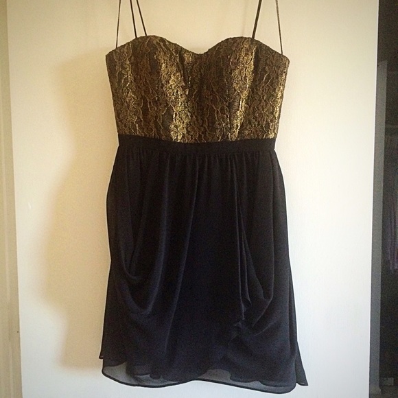 Lace Bodice Gold and Black Dress