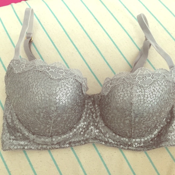 Silver Sequin Balconette Bra