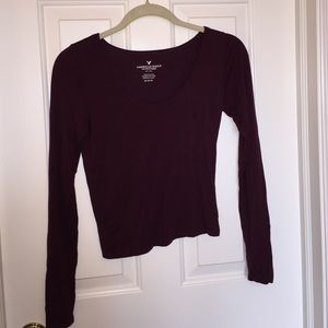 American Eagle maroon long sleeve crop top