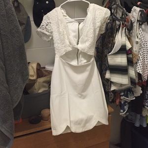 A white dress with cut offs in the middle!