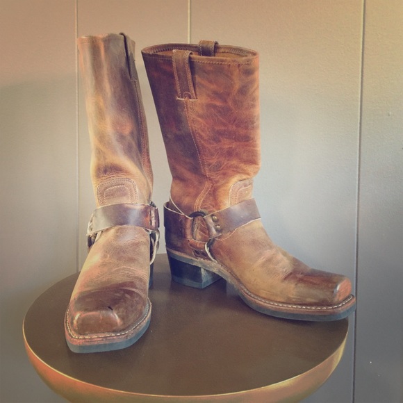 Frye Distressed Harness Boots