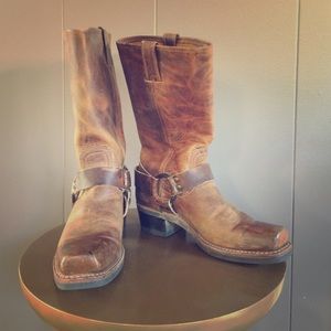 Frye Distressed Harness Boots