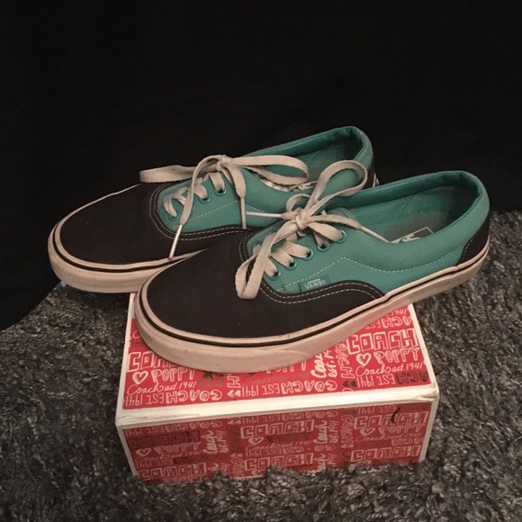 Black and teal vans
