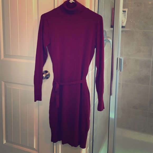 BCBGMAXAZRIA fitted turtleneck sweater dress