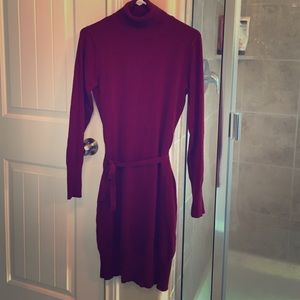 BCBGMAXAZRIA fitted turtleneck sweater dress