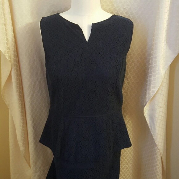 Elegant office navy blue dress