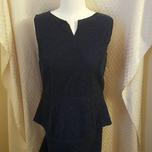 Elegant office navy blue dress