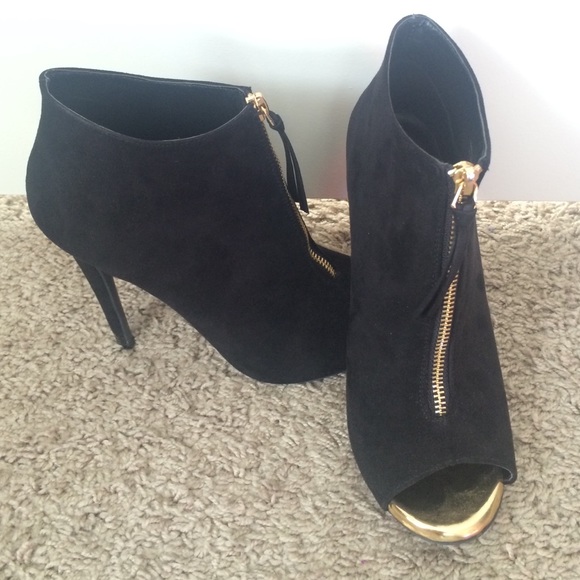 zipper open toe high heels