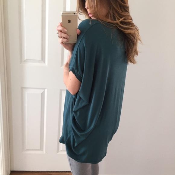Sold • Hunter Green Short Sleeve Dolman Top - Picture 3 of 4