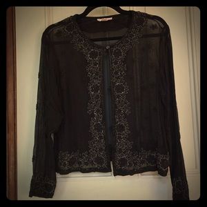 Beaded, black, embroidered, sheer jacket