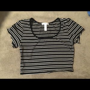 Black and white striped crop top