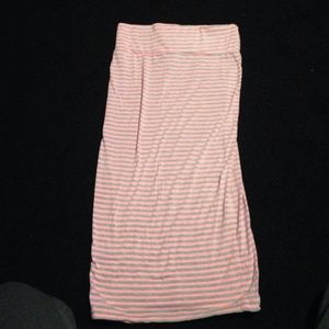 Pink and grey striped pencil maxi! Calf length