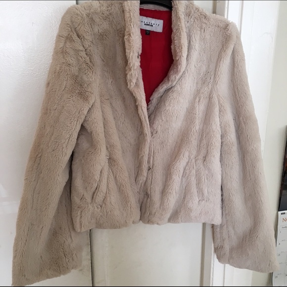 Off white faux fur jacket